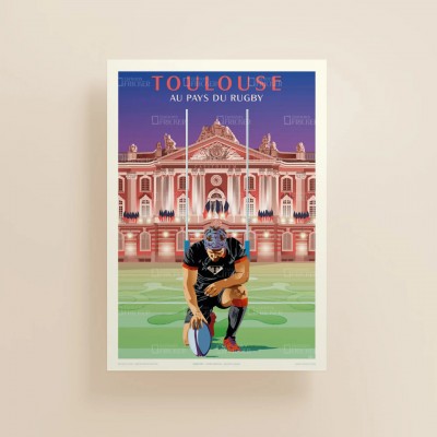 affiche-vintage-imprimvert-edition-fricker-rugby-toulouse-france