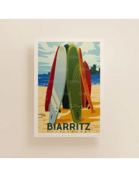 affiche-vintage-surf-côte-basque-ville-biarritz-imprimvert-edition-fricker-france