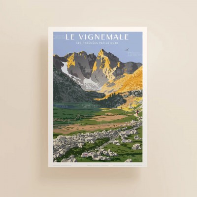 affiche-vintage-pyrénées-vignemale-GR10-imprimvert-edition-fricker-france