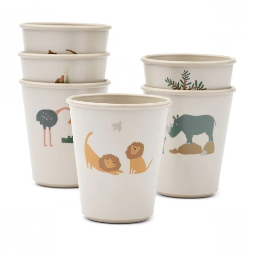 gobelets-lot-6-safari-Liewood, PET-recyclé-liewood