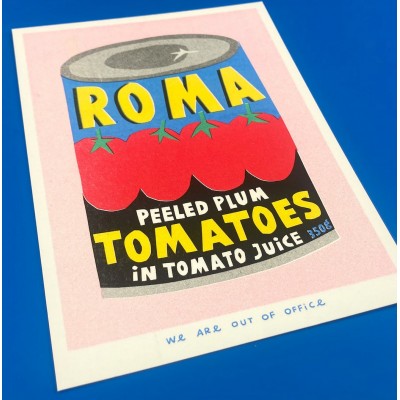 affiche-risographie-we-are-out-of-office-tomato-roma